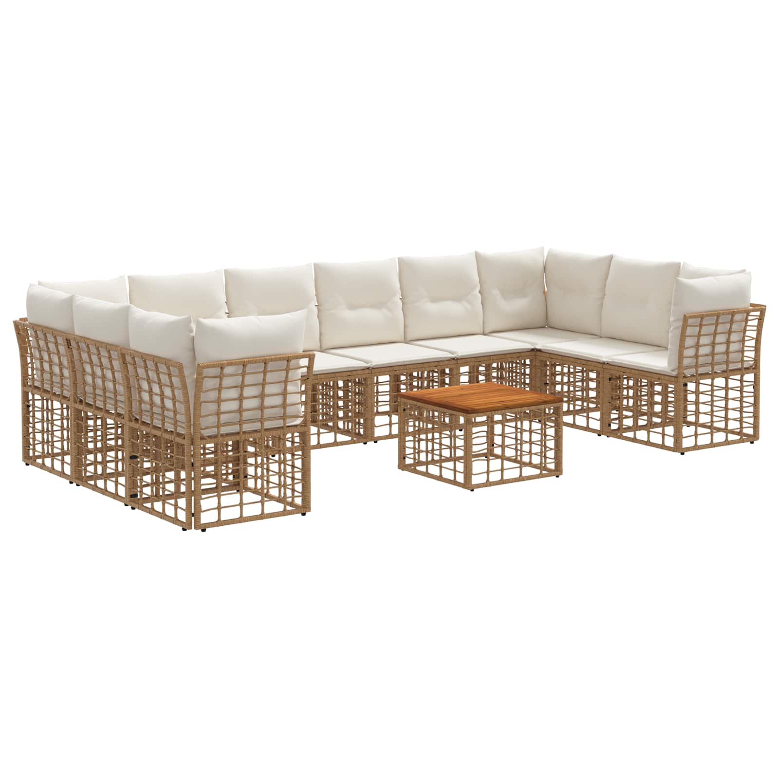 Set vanjskih sofa 11 pcs Prirodna i krema bijela Poliester