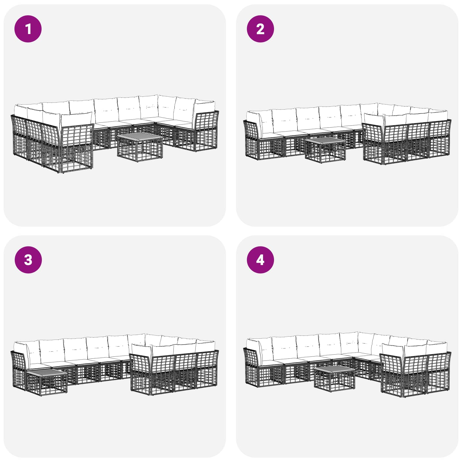 Set vanjskih sofa 11 pcs Prirodna i krema bijela Poliester