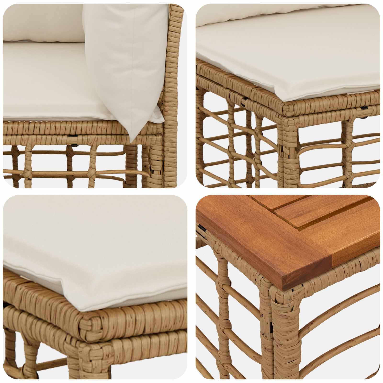 Set vanjskih sofa 10 pcs Prirodna i krema bijela Poliester