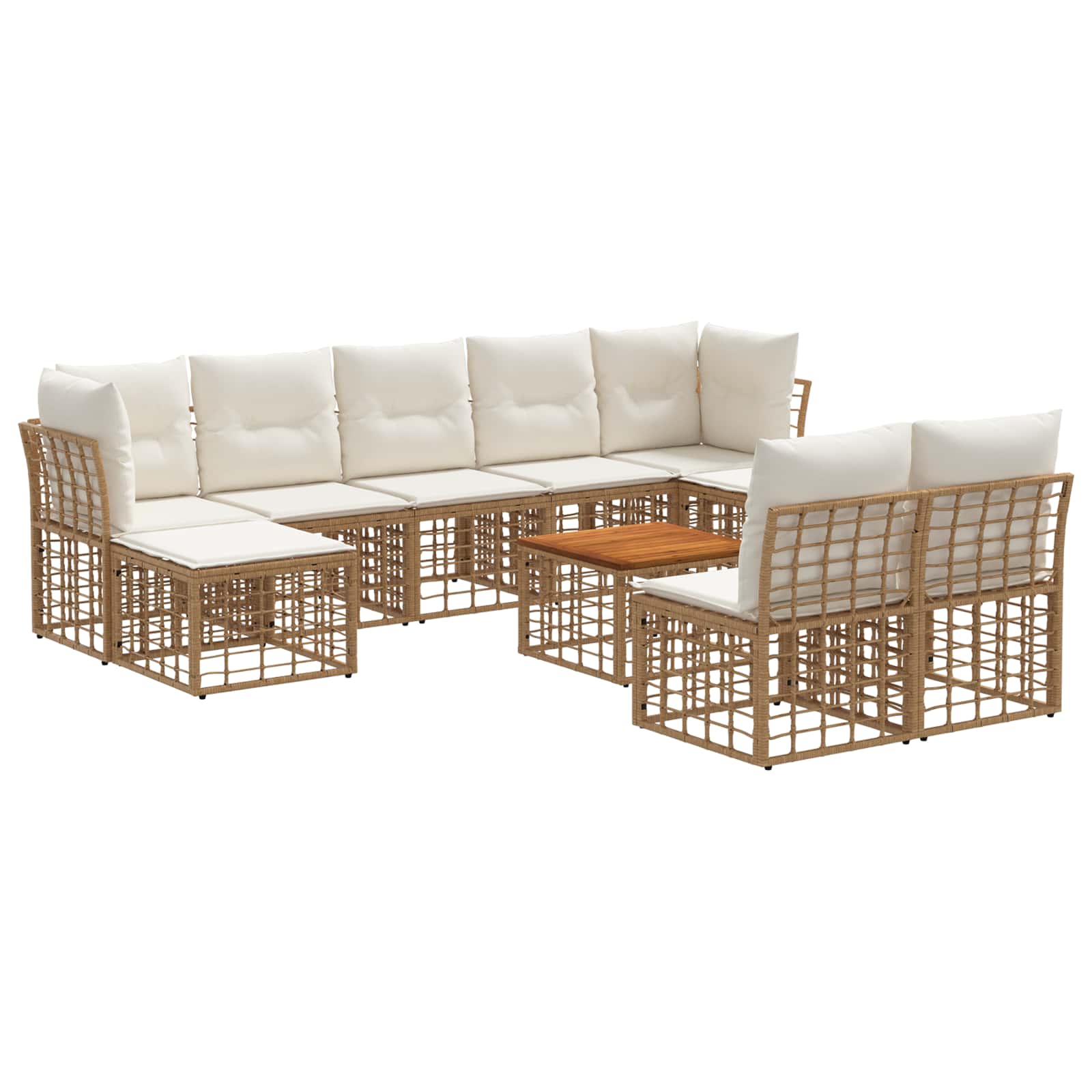 Set vanjskih sofa 10 pcs Prirodna i krema bijela Poliester