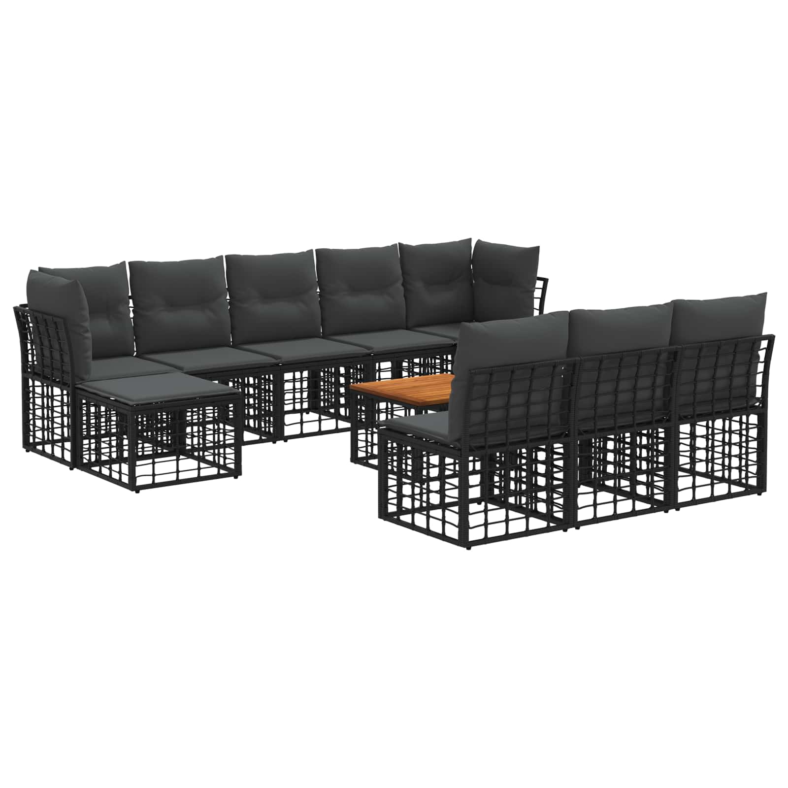 Set vanjskih sofa 11 pcs Crna i tamno siva Poliester
