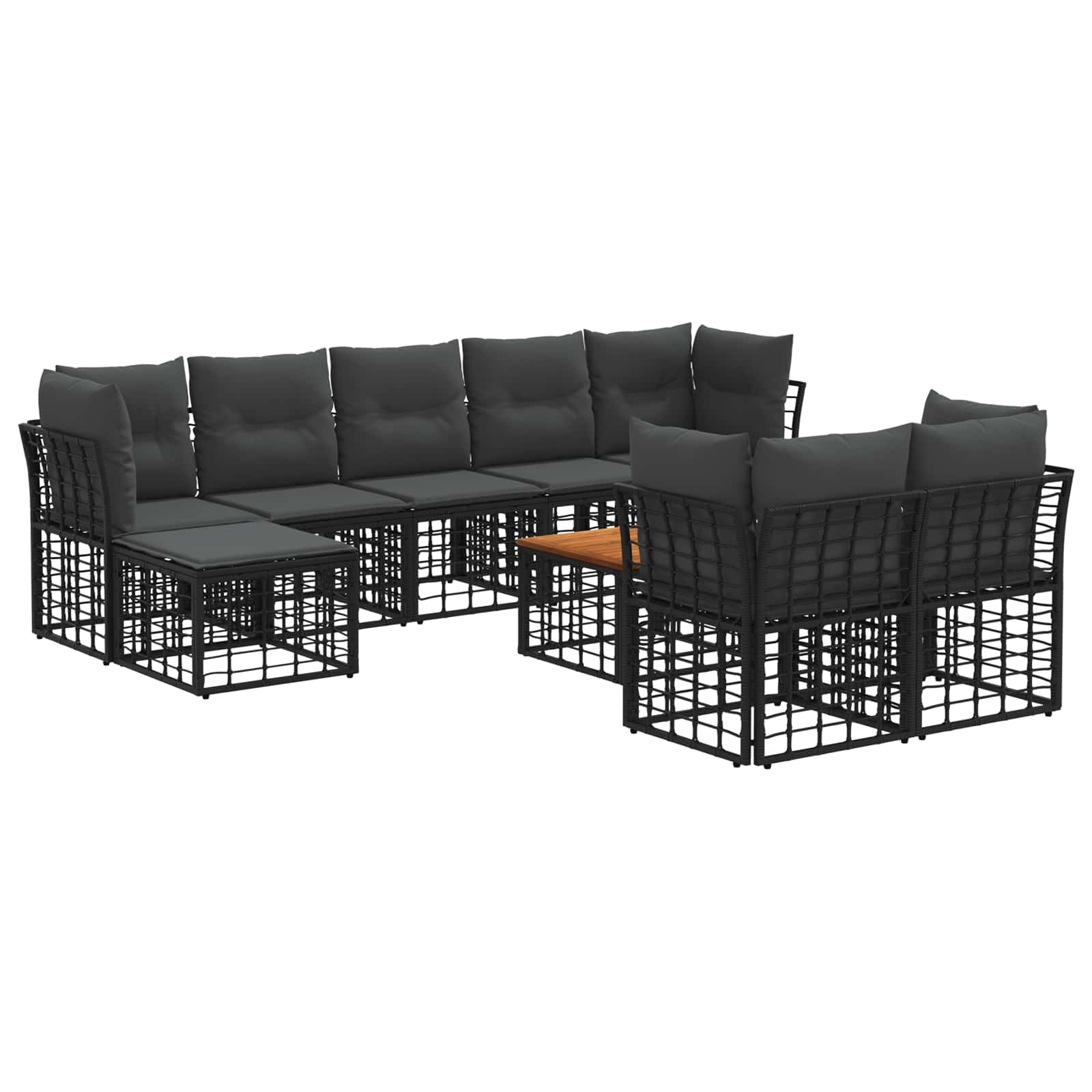 Set vanjskih sofa 10 pcs Crna i tamno siva Poliester