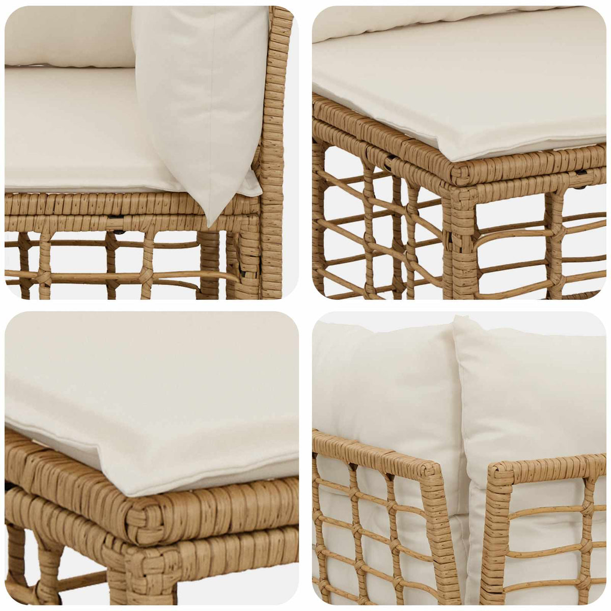 Set vanjskih sofa Prirodna i krema bijela Poliester