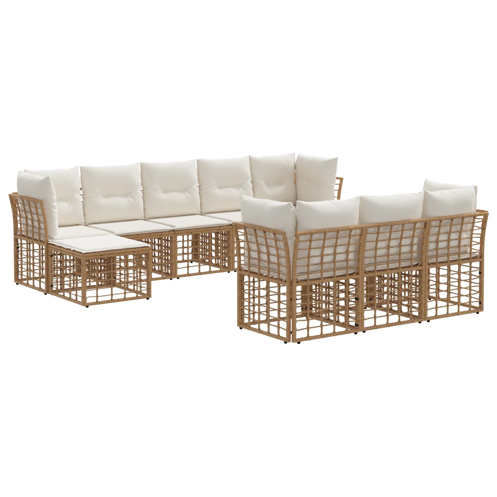 Set vanjskih sofa Prirodna i krema bijela Poliester