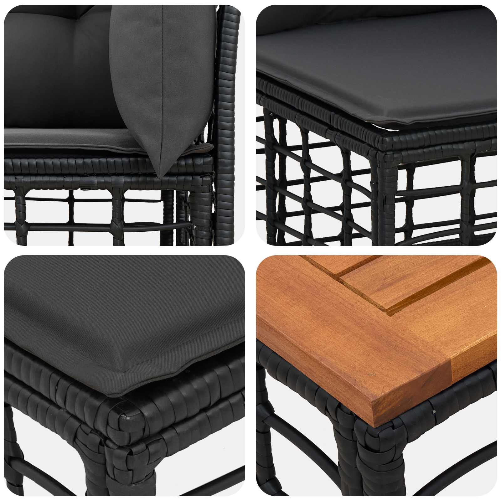 Set vanjskih sofa 11 pcs Crna i tamno siva Poliester
