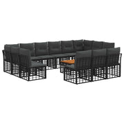 Set vanjskih sofa 14 pcs Crna i tamno siva Poliester