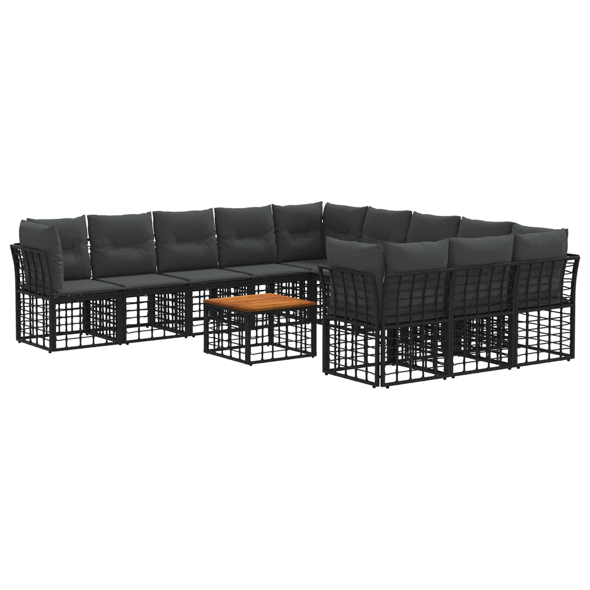 Set vanjskih sofa 12 kom. Crna i tamno siva Poliester