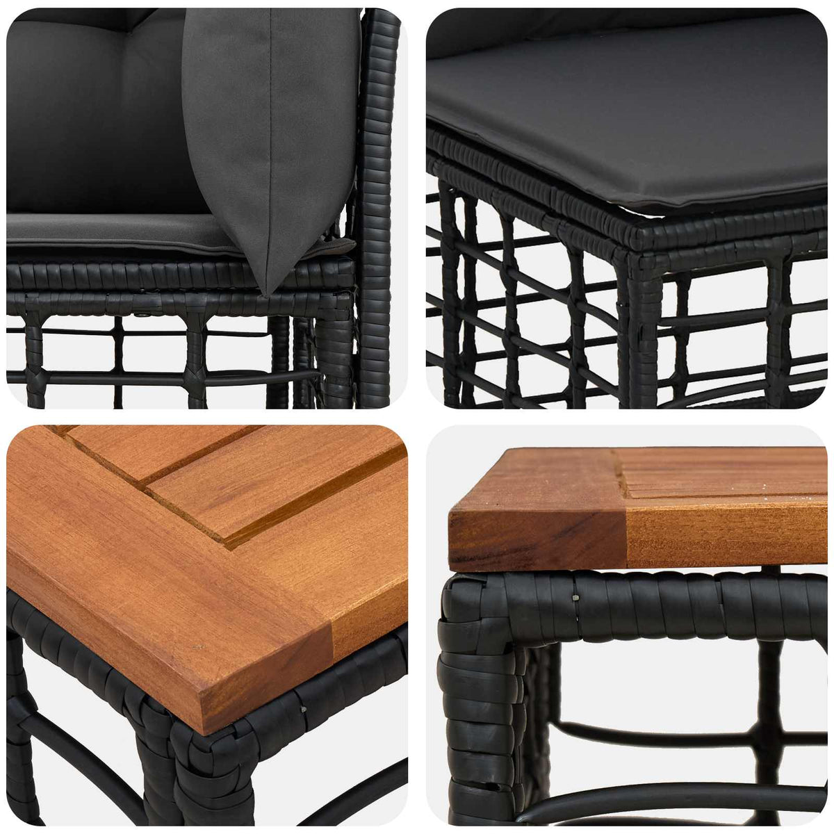 Set vanjskih sofa 13 kom. Crna i tamno siva Poliester