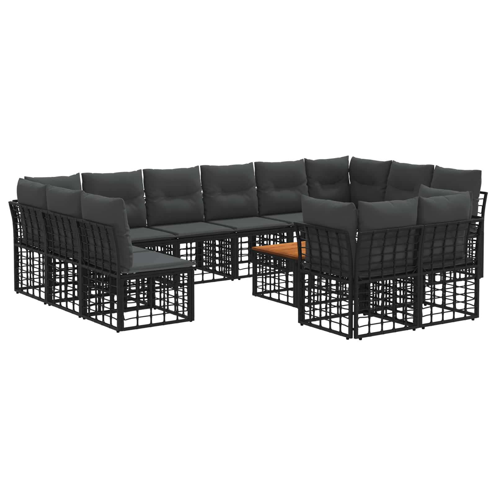 Set vanjskih sofa 13 pcs Crna i tamno siva Poliester