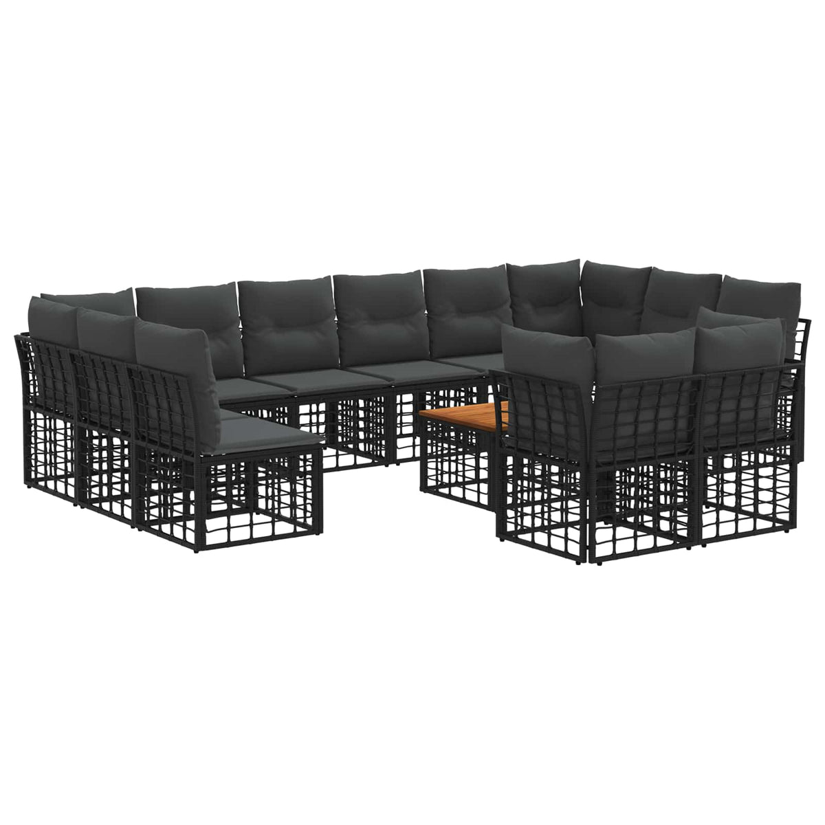 Set vanjskih sofa 13 kom. Crna i tamno siva Poliester
