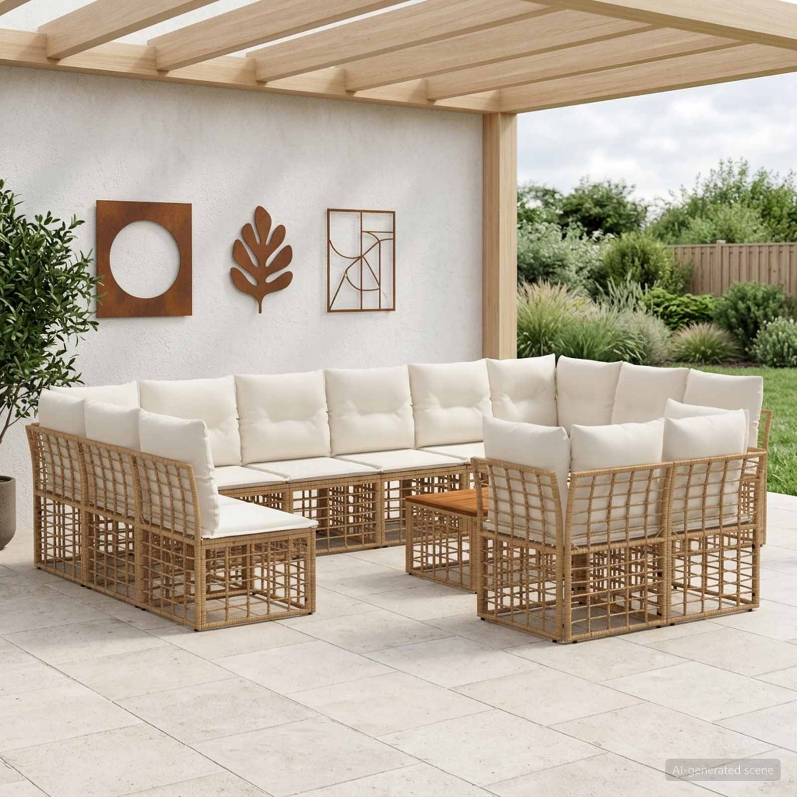 Set vanjskih sofa 13 pcs Prirodna i krema bijela Poliester