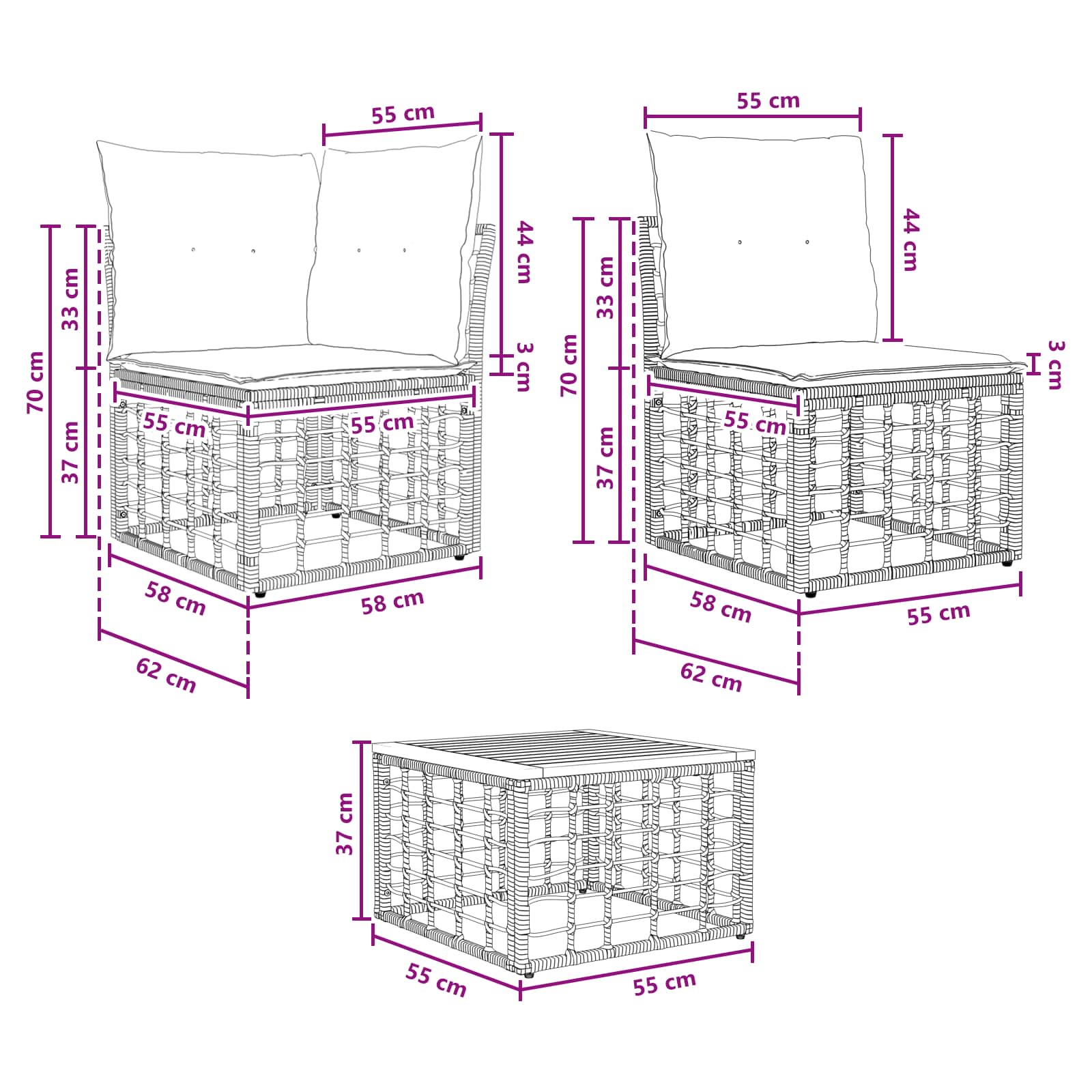 Set vanjskih sofa 13 pcs Prirodna i krema bijela Poliester