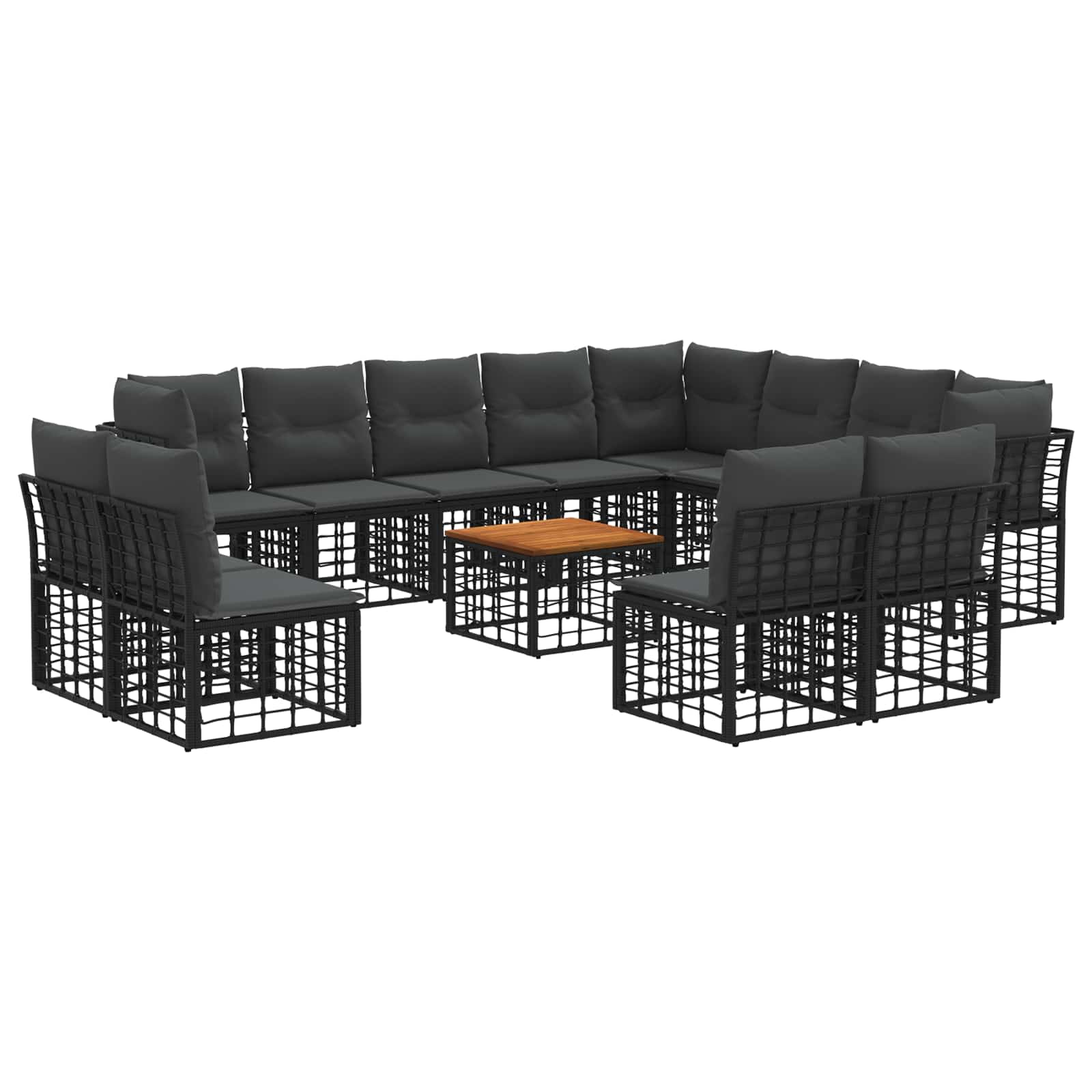 Set vanjskih sofa 13 pcs Crna i tamno siva Poliester