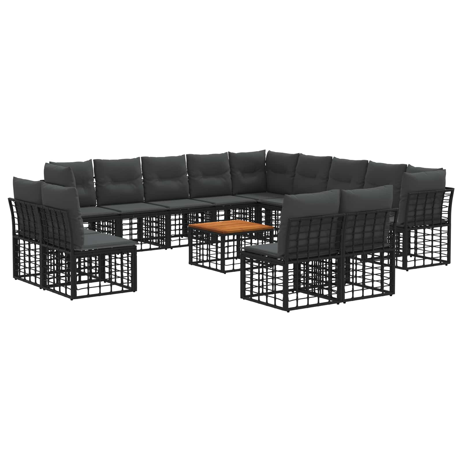 Set vanjskih sofa 14 pcs Crna i tamno siva Poliester
