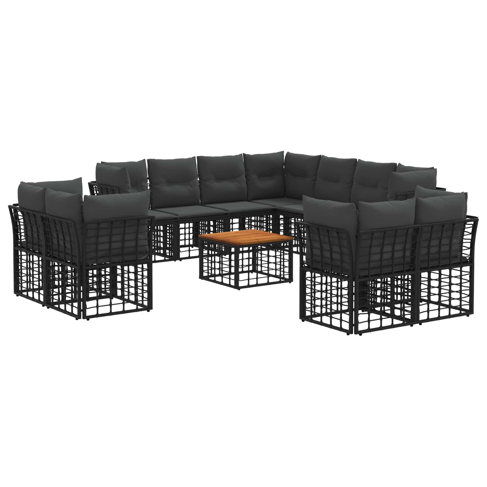 Set vanjskih sofa 12 pcs Crna i tamno siva Poliester
