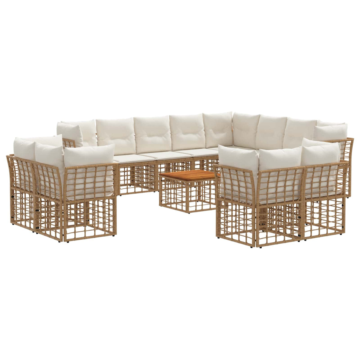 Set vanjskih sofa 13 kom. Prirodna i krema bijela Poliester
