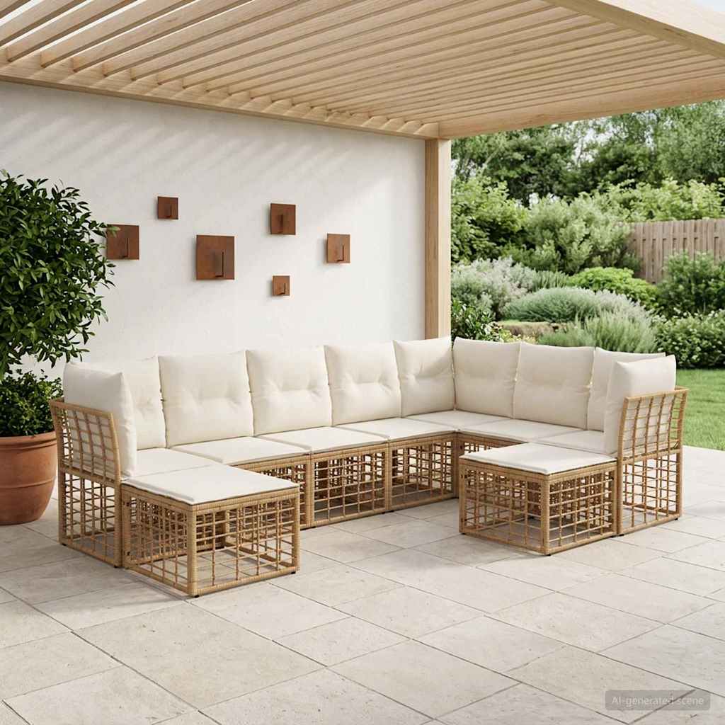 Set vanjskih sofa Prirodna i krema bijela Poliester