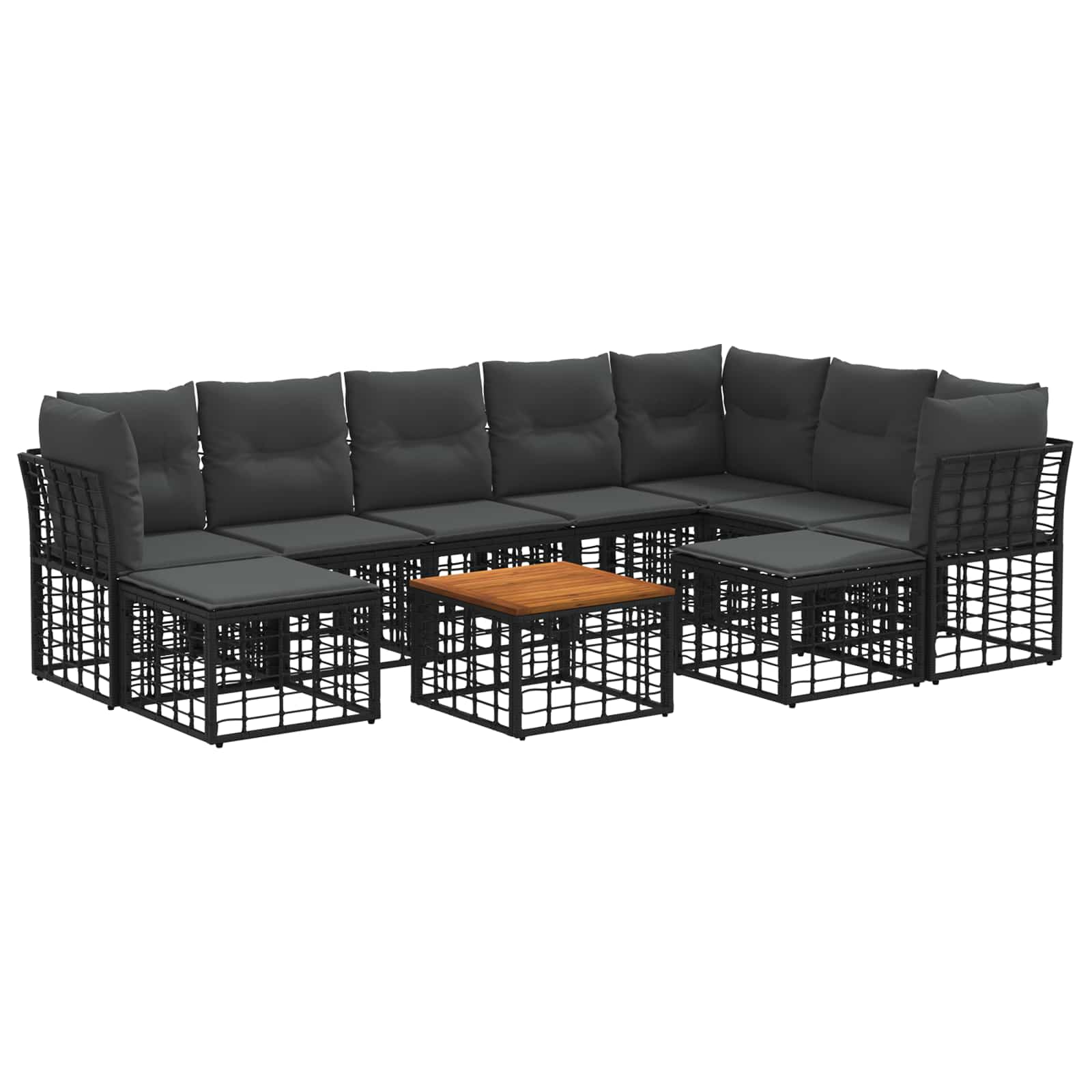 Set vanjskih sofa 10 pcs Crna i tamno siva Poliester