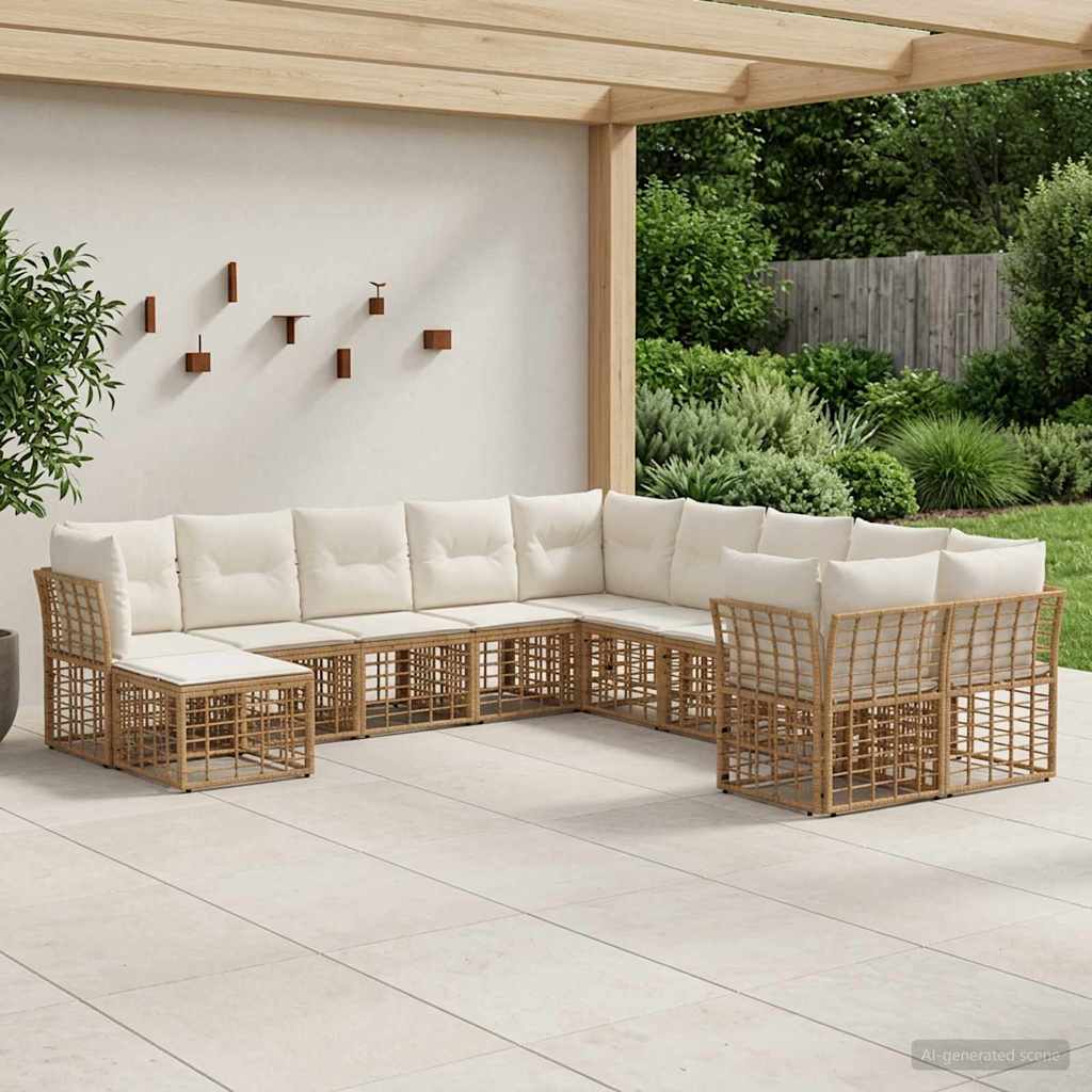 Set vanjskih sofa 11 pcs Prirodna i krema bijela Poliester