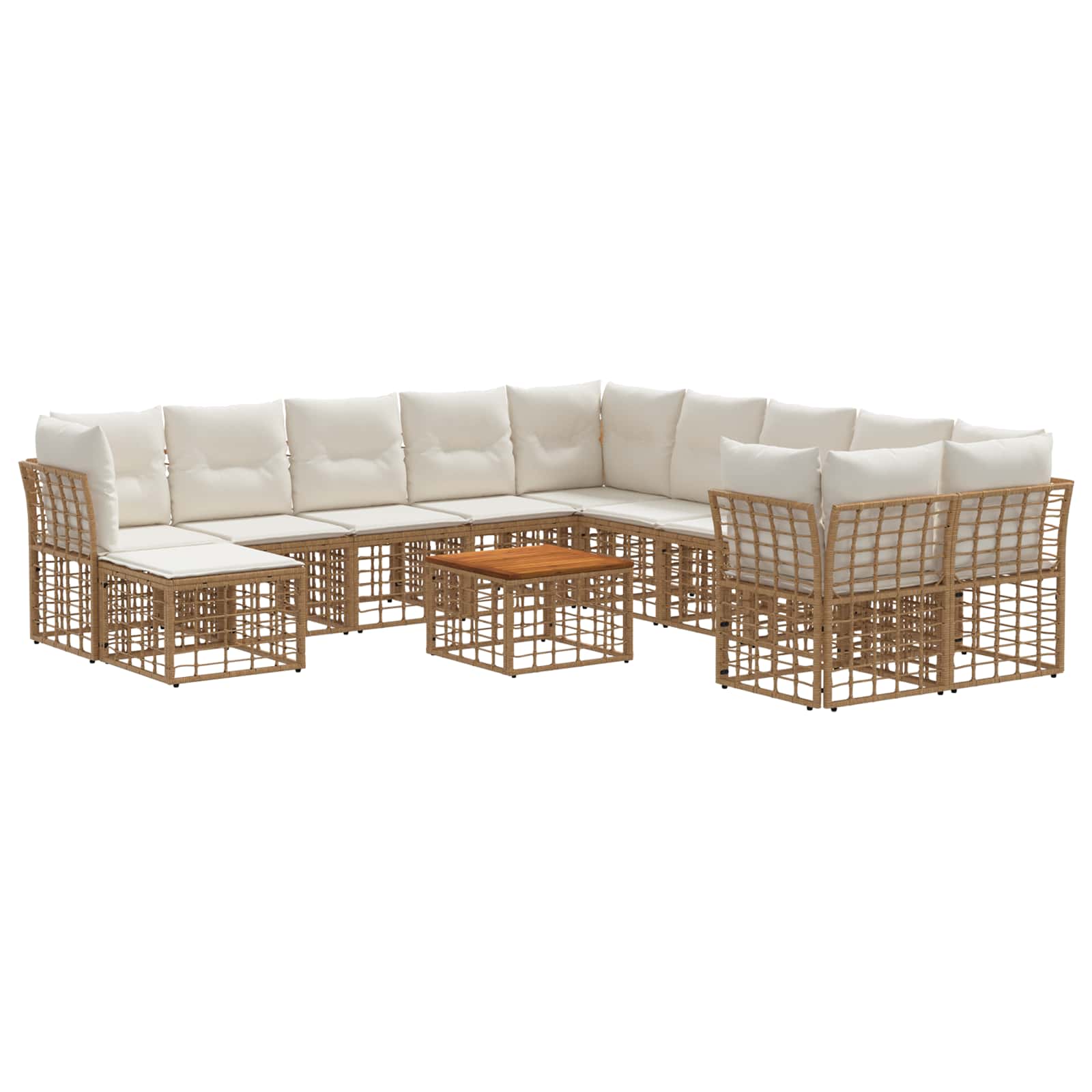 Set vanjskih sofa 12 pcs Prirodna i krema bijela Poliester