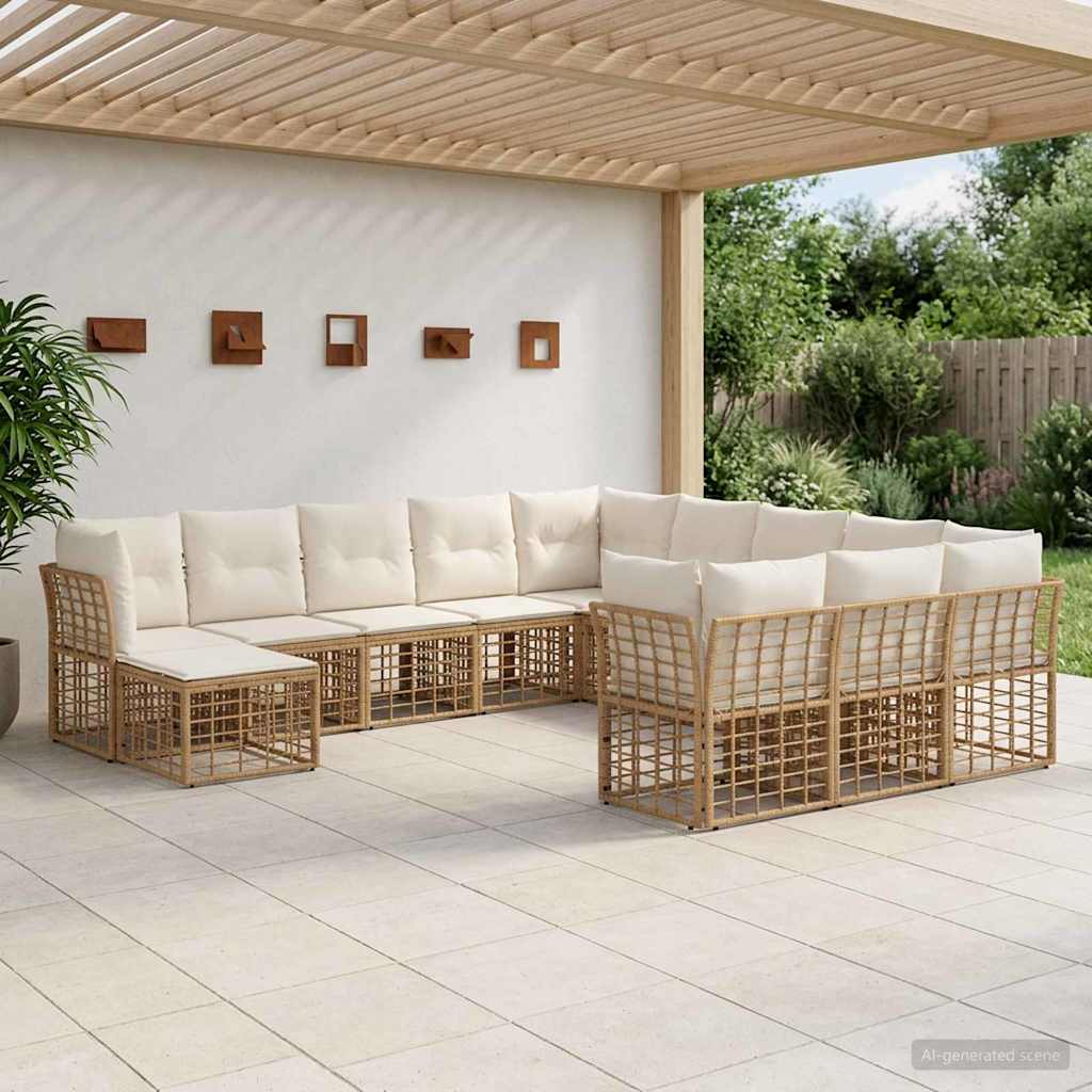 Set vanjskih sofa 12 pcs Prirodna i krema bijela Poliester