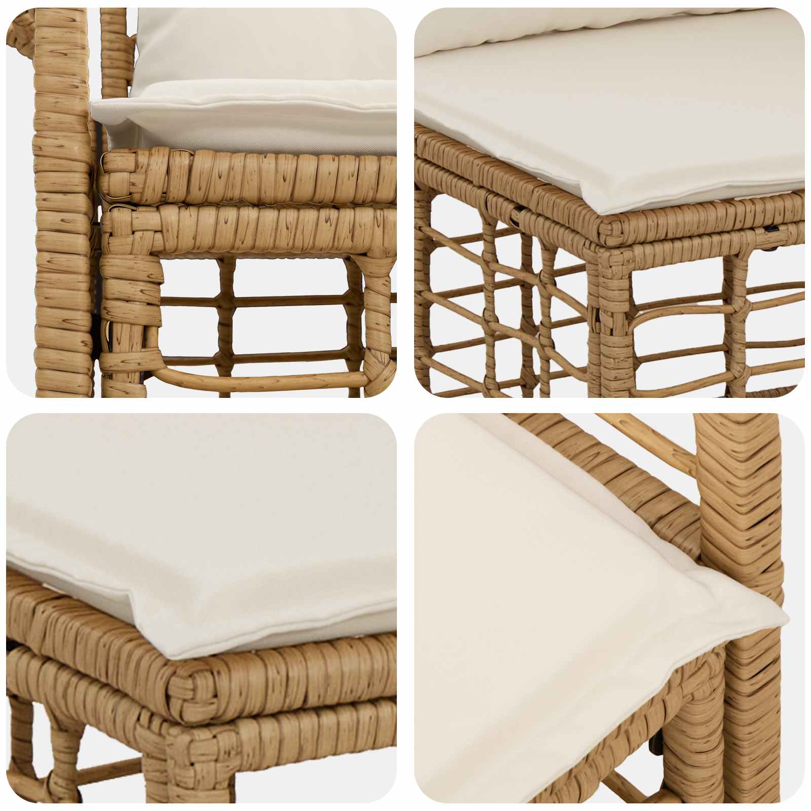 Set vanjskih sofa 3 pcs Prirodna i krema bijela Poliester