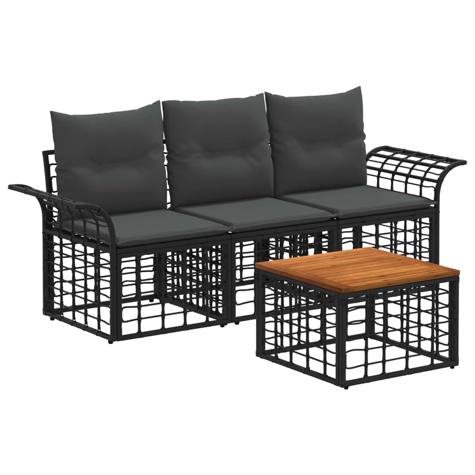 Set vanjskih sofa 4 pcs Crna i tamno siva Poliester