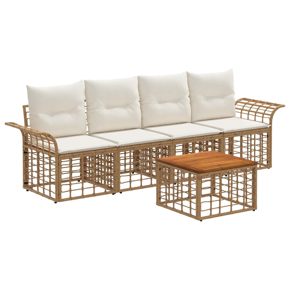 Set vanjskih sofa 5 kom. Prirodna i krema bijela Poliester
