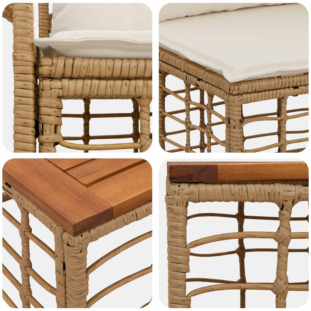 Set vanjskih sofa 6 kom. Prirodna i krema bijela poliratan
