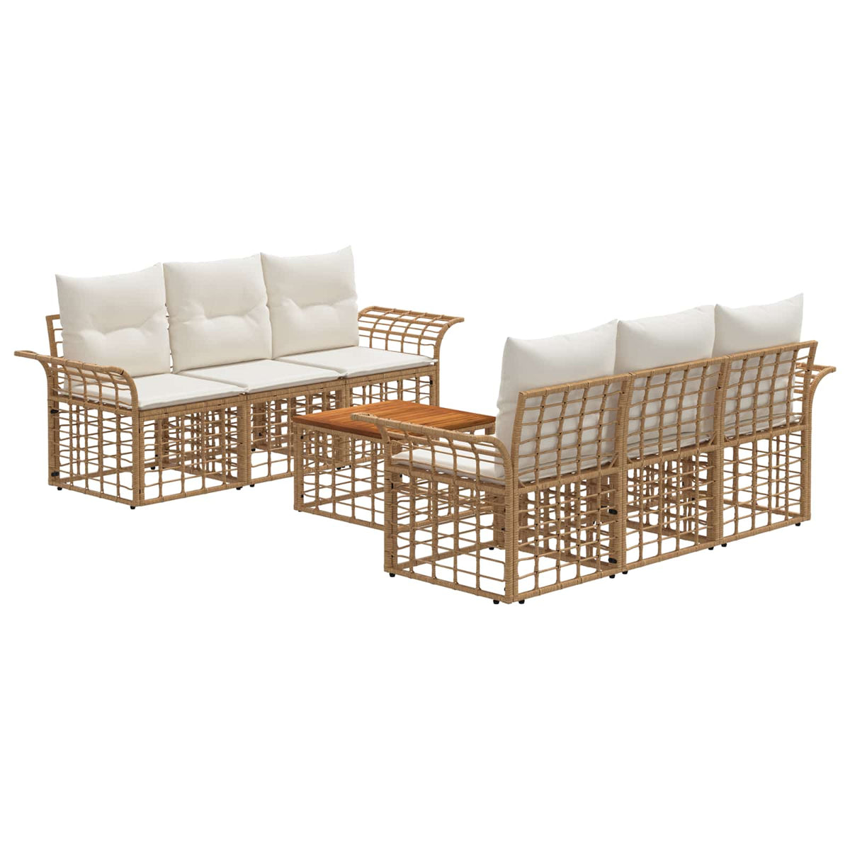 Set vanjskih sofa 7 kom. Prirodna i krema bijela poliratan