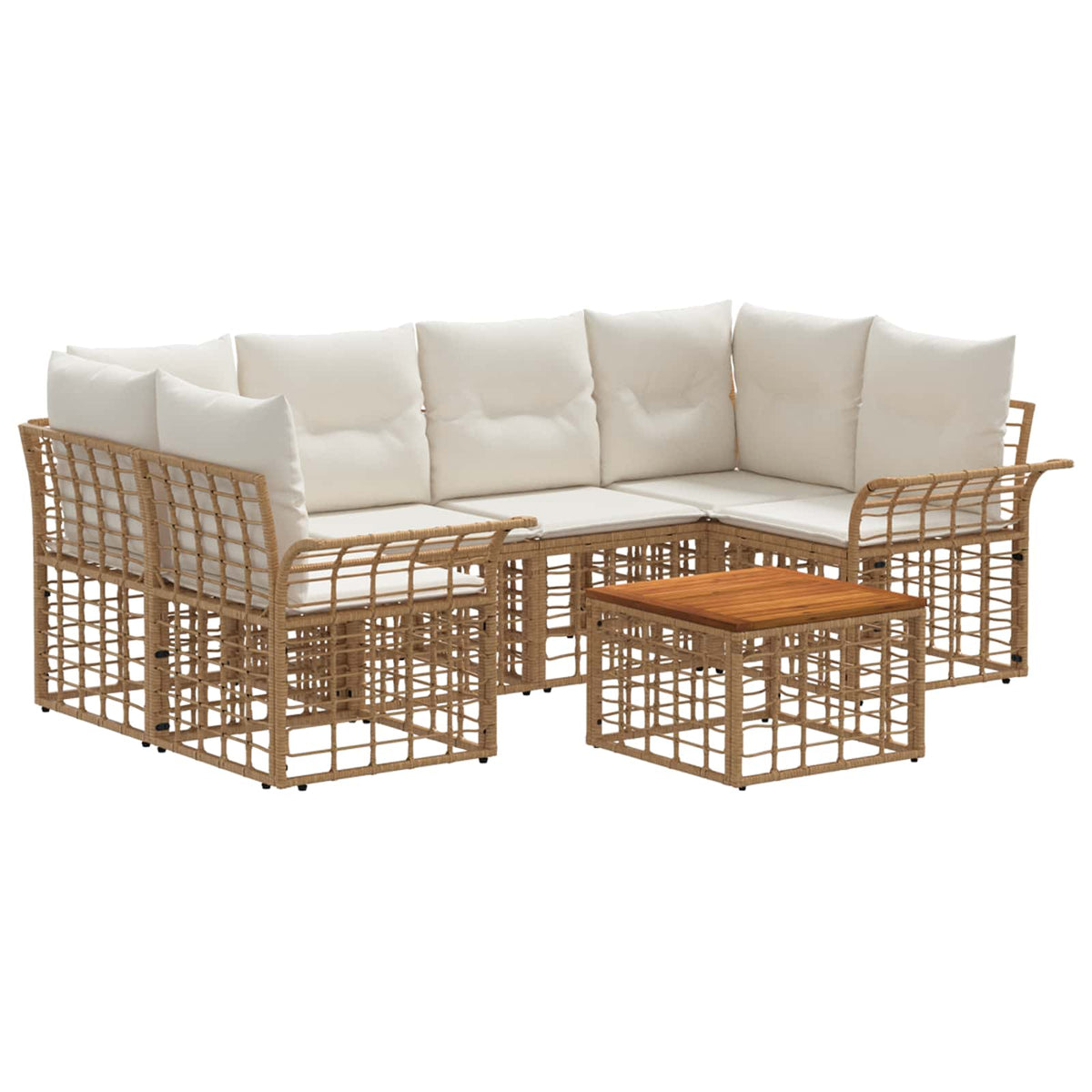 Set vanjskih sofa 7 kom. Prirodna i krema bijela poliratan