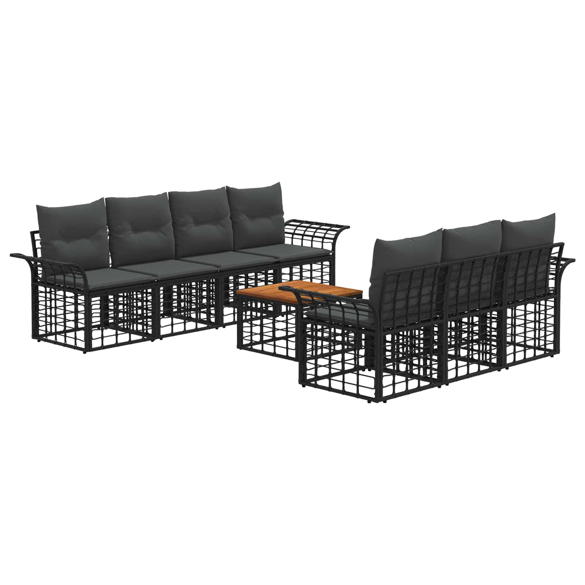Set vanjskih sofa 8 kom. Crna i tamno siva poliratan
