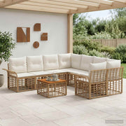 Set vanjskih sofa 9 kom. Prirodna i krema bijela poliratan