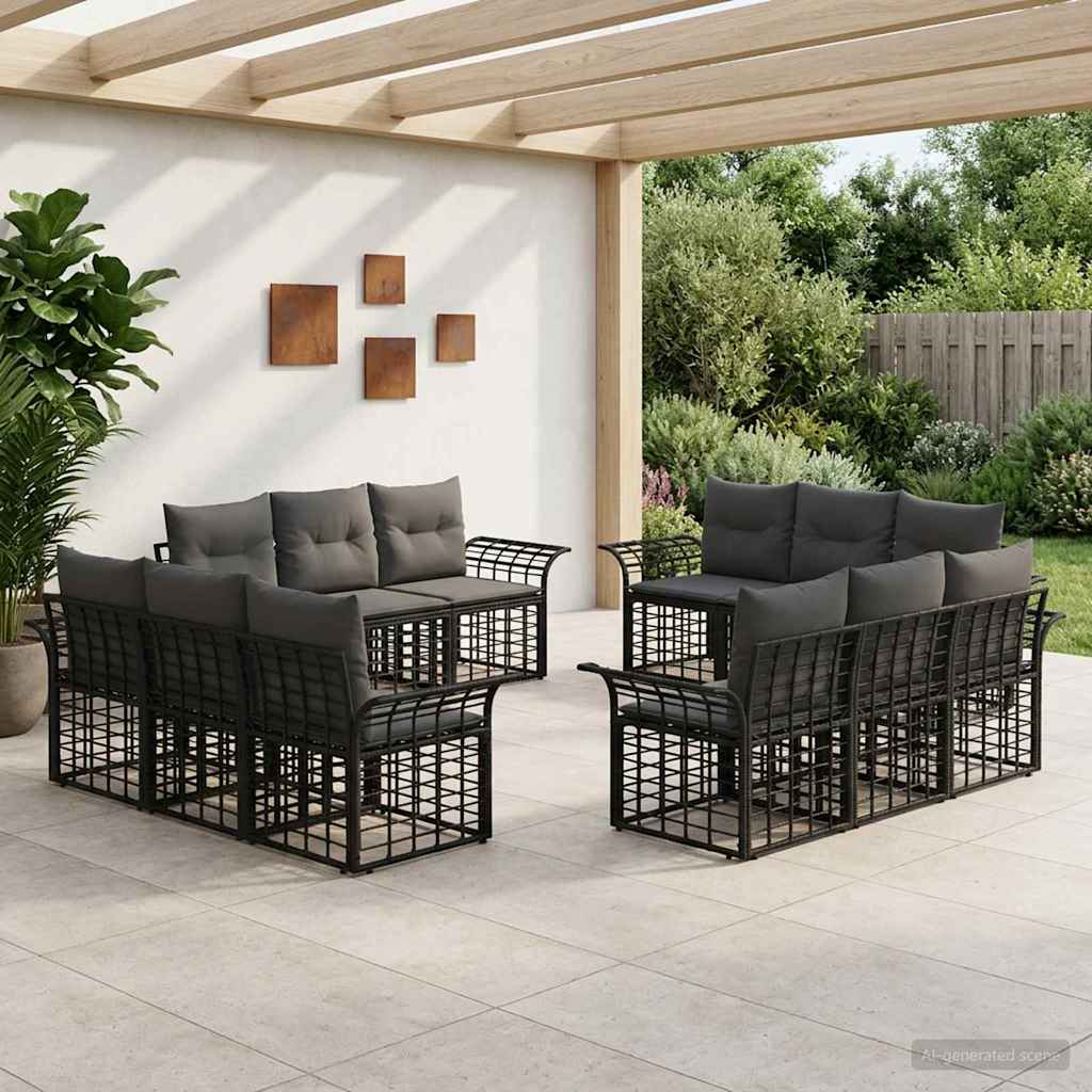Set vanjskih sofa 12 pcs Crna i tamno siva Poliester