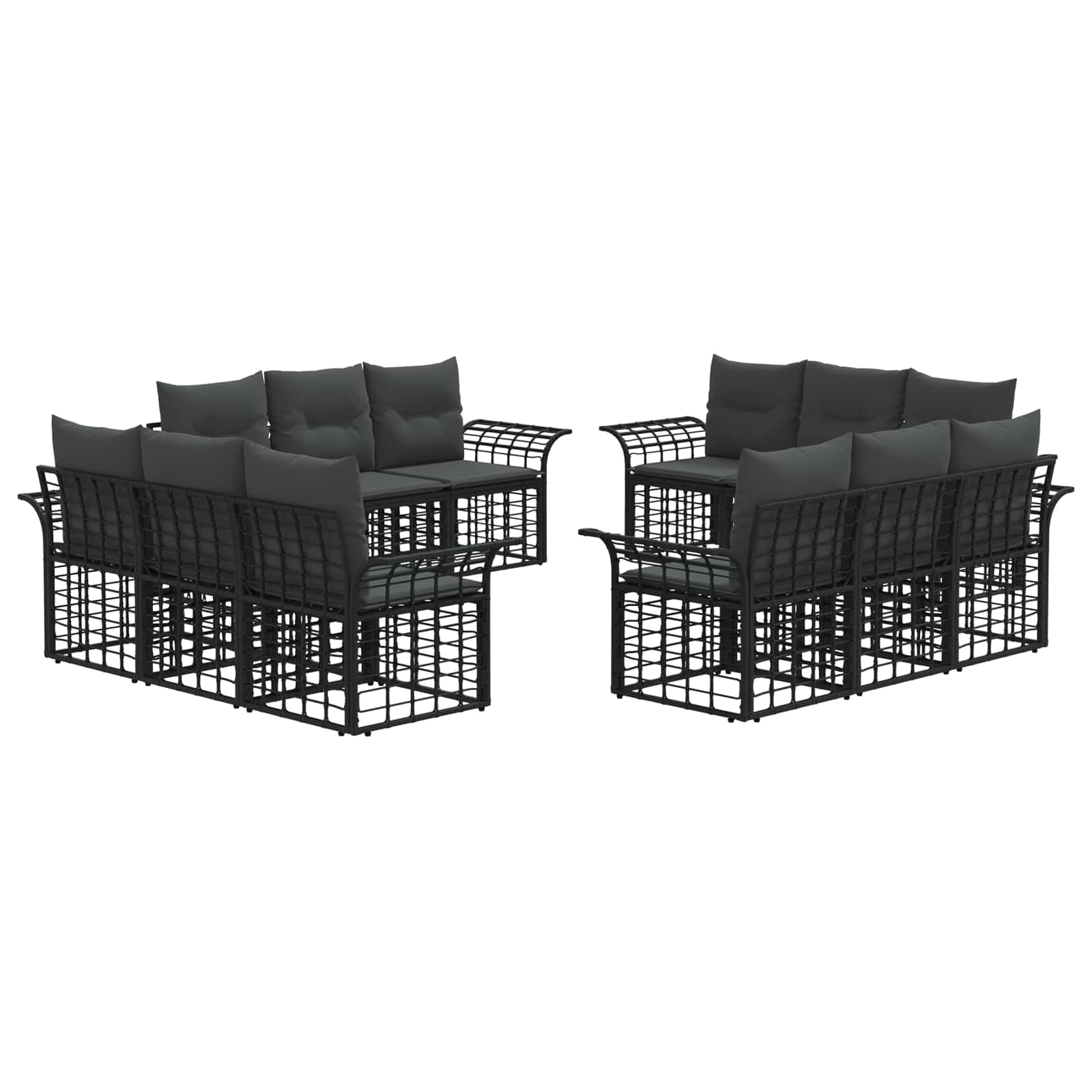 Set vanjskih sofa 12 pcs Crna i tamno siva Poliester