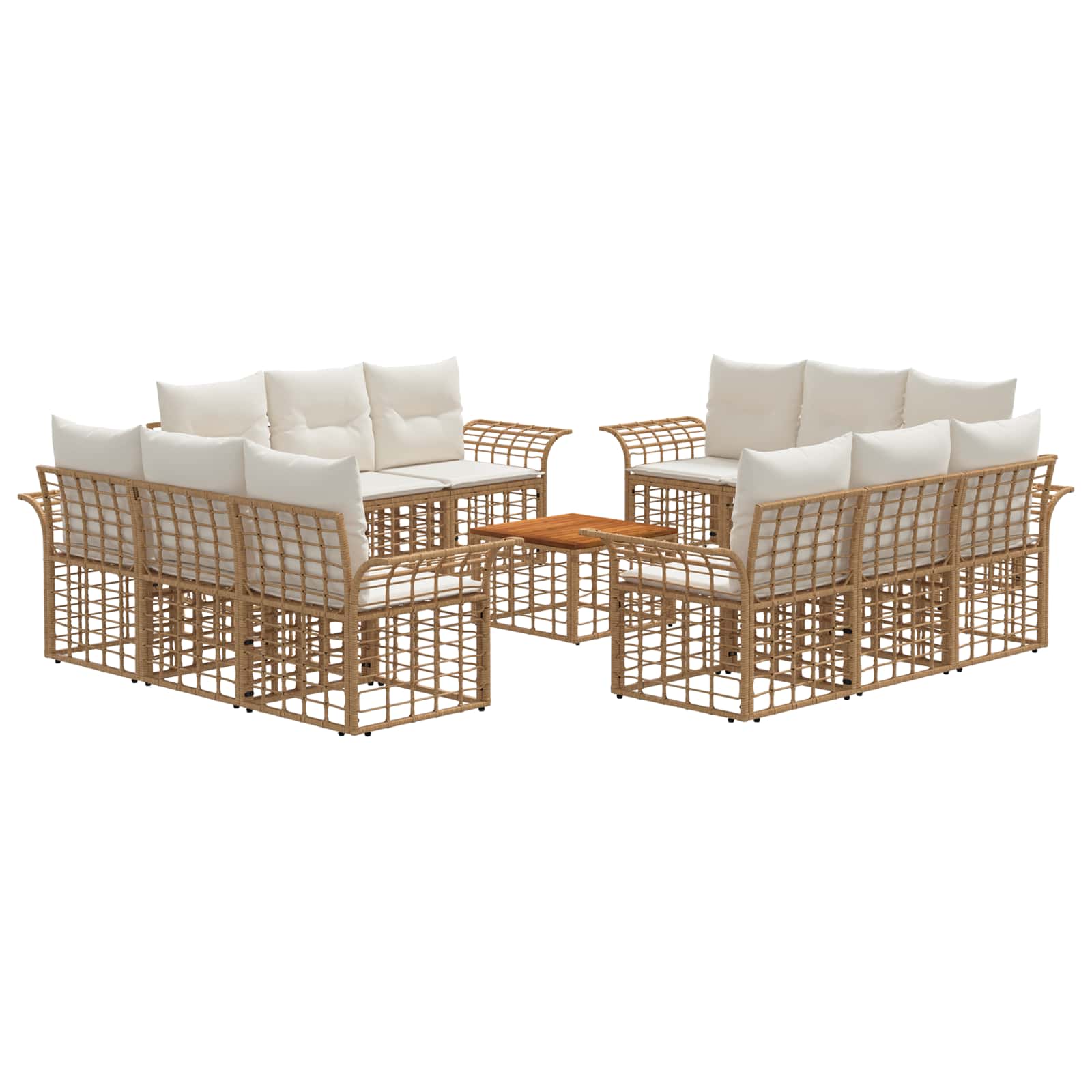 Set vanjskih sofa 13 pcs Prirodna i krema bijela Poliester