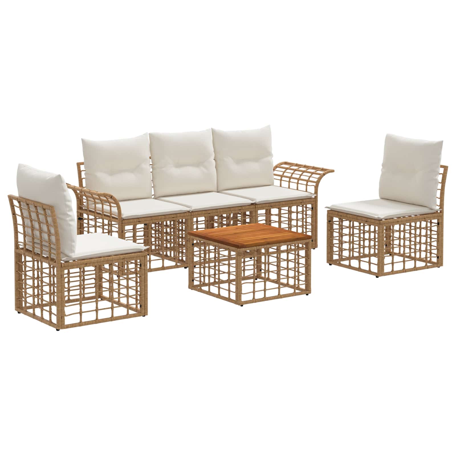 Set vanjskih sofa 6 pcs Prirodna i krema bijela Poliester