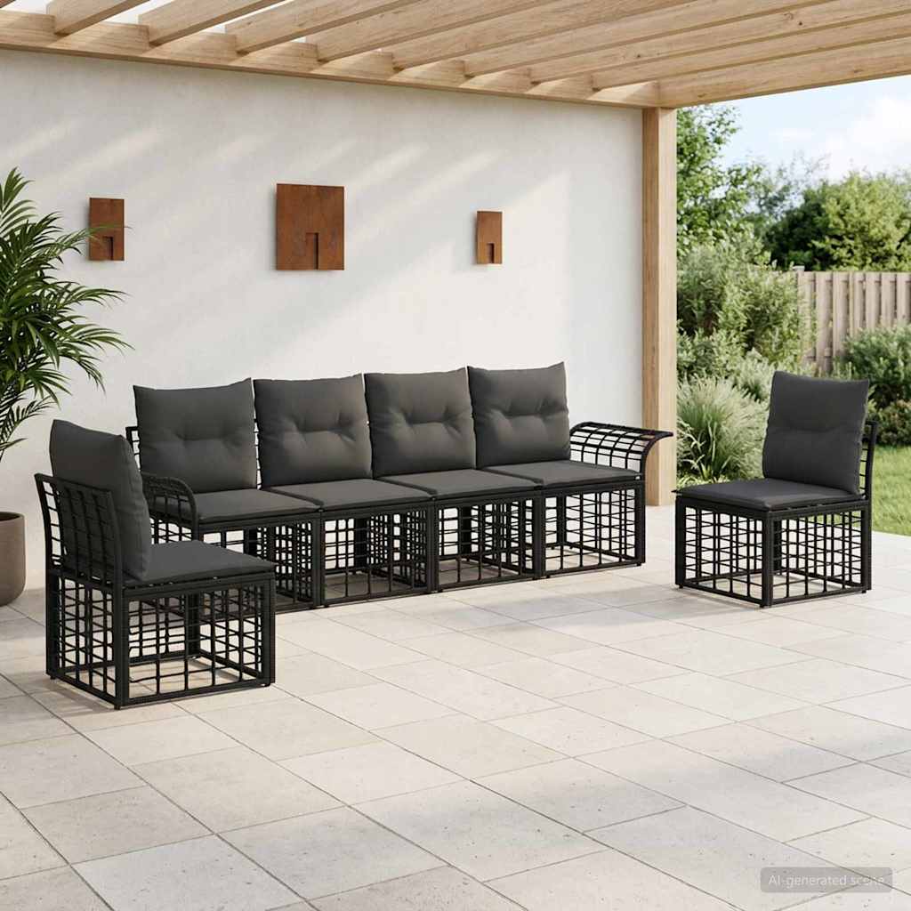 Set vanjskih sofa 6 pcs Crna i tamno siva Poliester