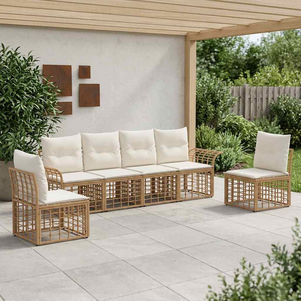 Set vanjskih sofa 6 pcs Prirodna i krema bijela Poliester