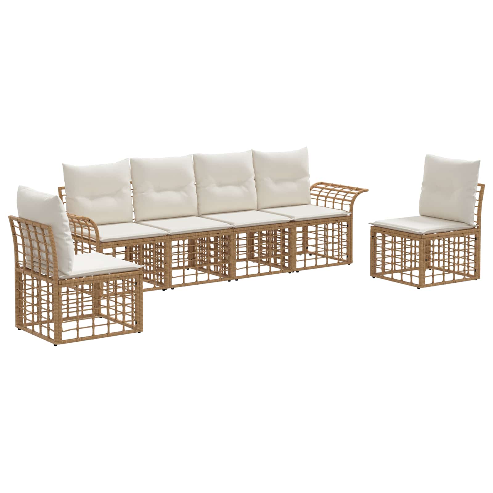 Set vanjskih sofa 6 pcs Prirodna i krema bijela Poliester