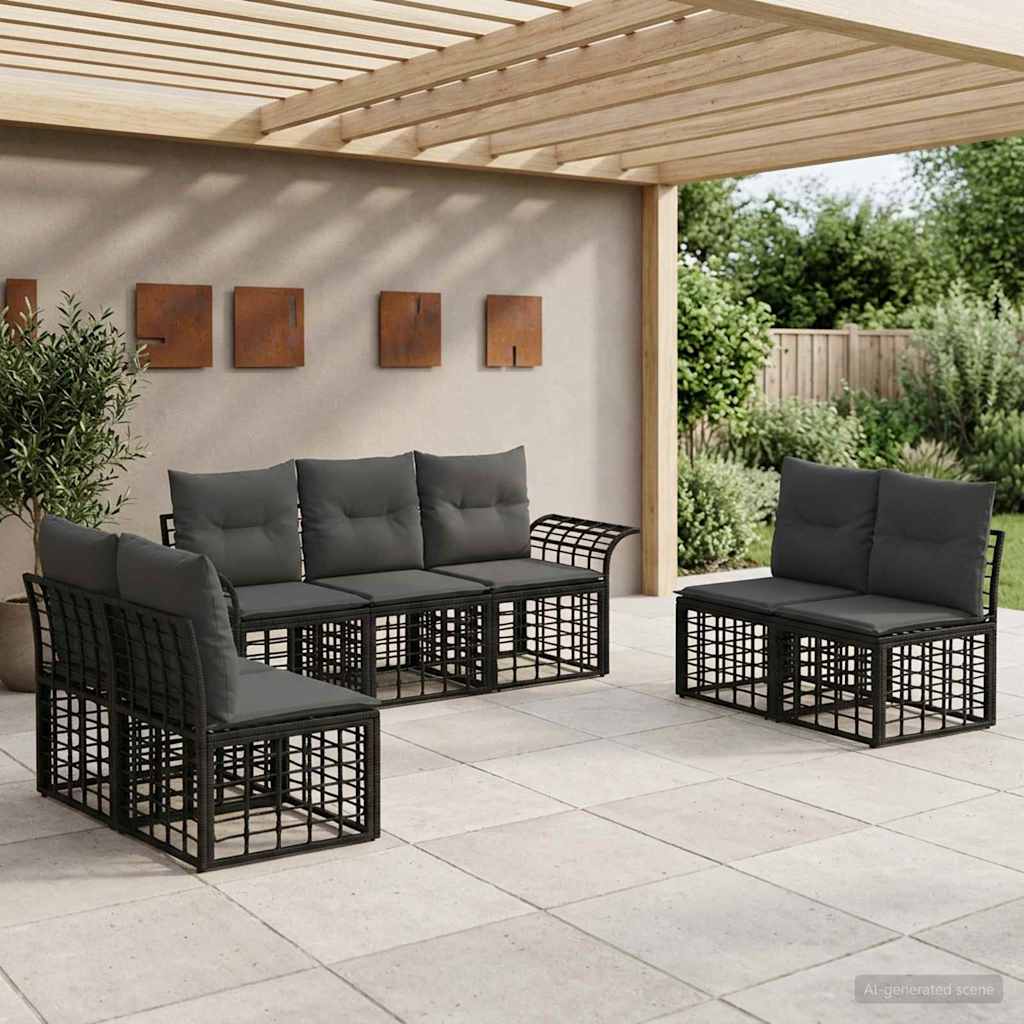Set vanjskih sofa 7 pcs Crna i tamno siva Poliester