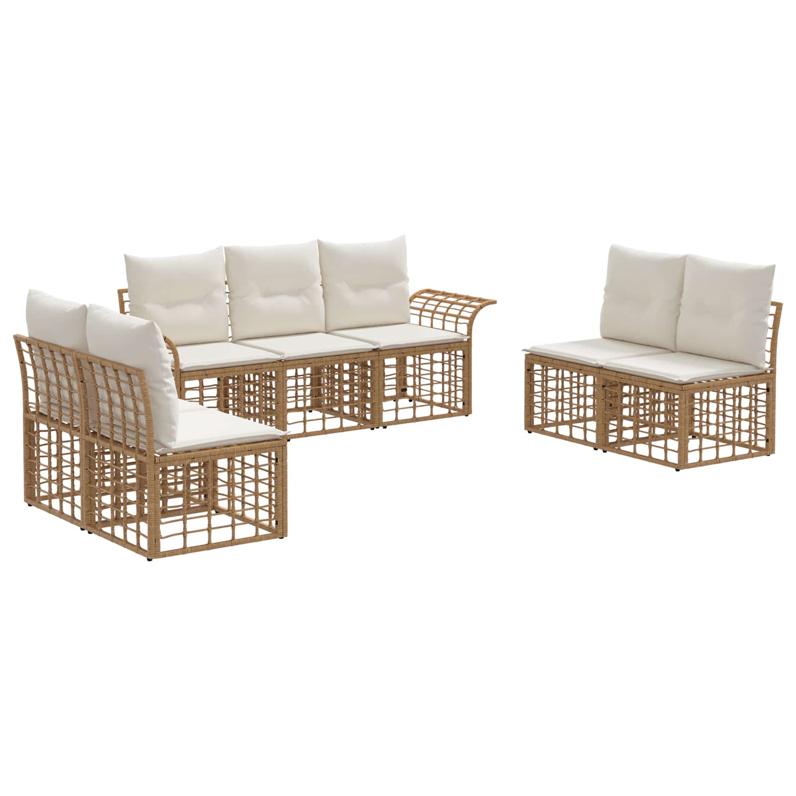 Set vanjskih sofa 7 pcs Prirodna i krema bijela Poliester