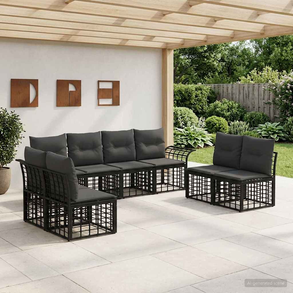 Set vanjskih sofa 8 pcs Crna i tamno siva Poliester