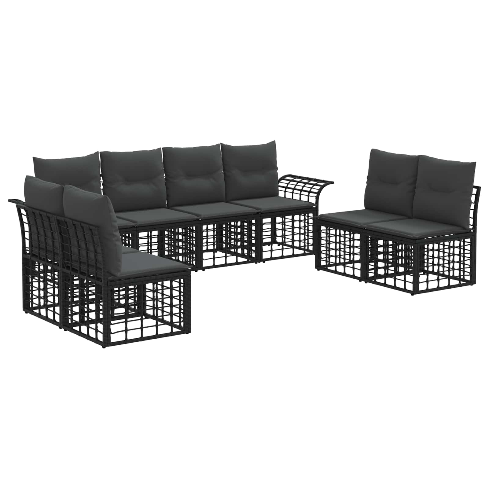 Set vanjskih sofa 8 pcs Crna i tamno siva Poliester