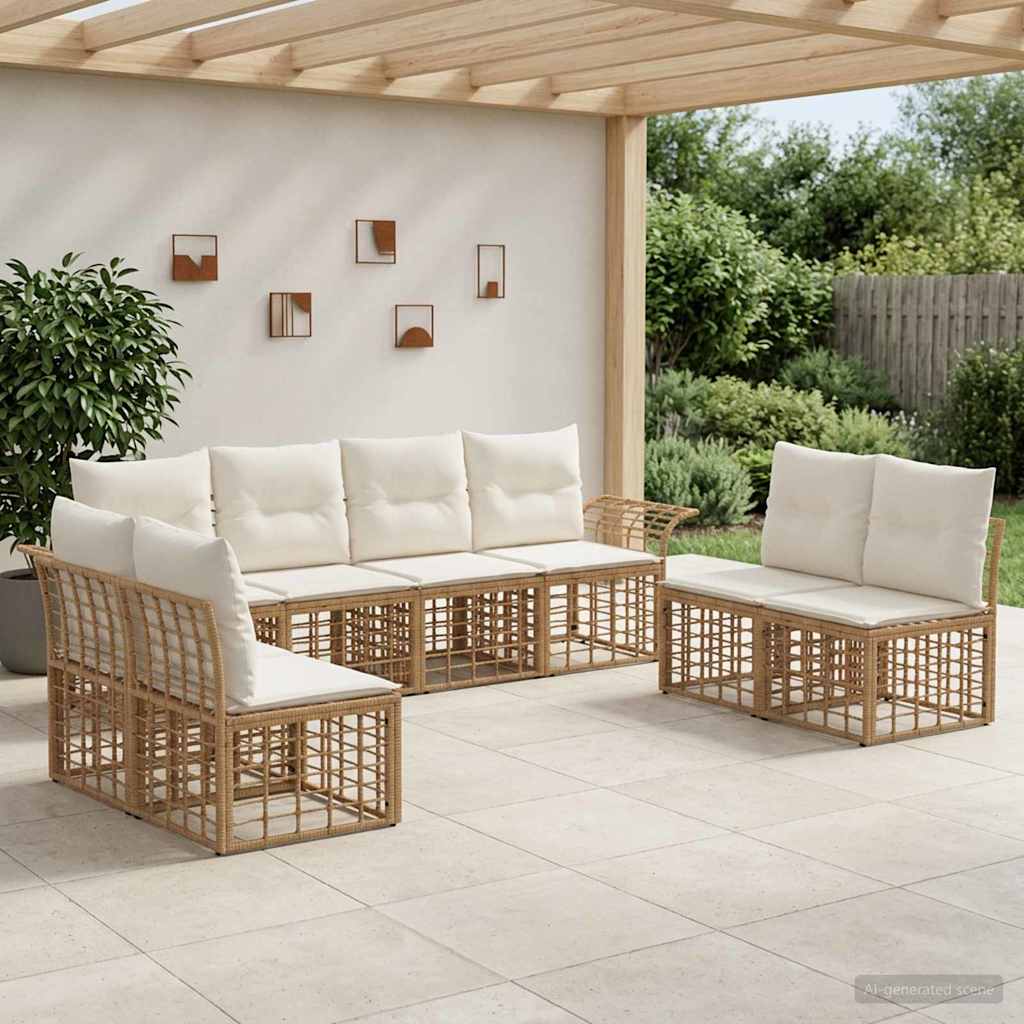 Set vanjskih sofa 8 pcs Prirodna i krema bijela Poliester