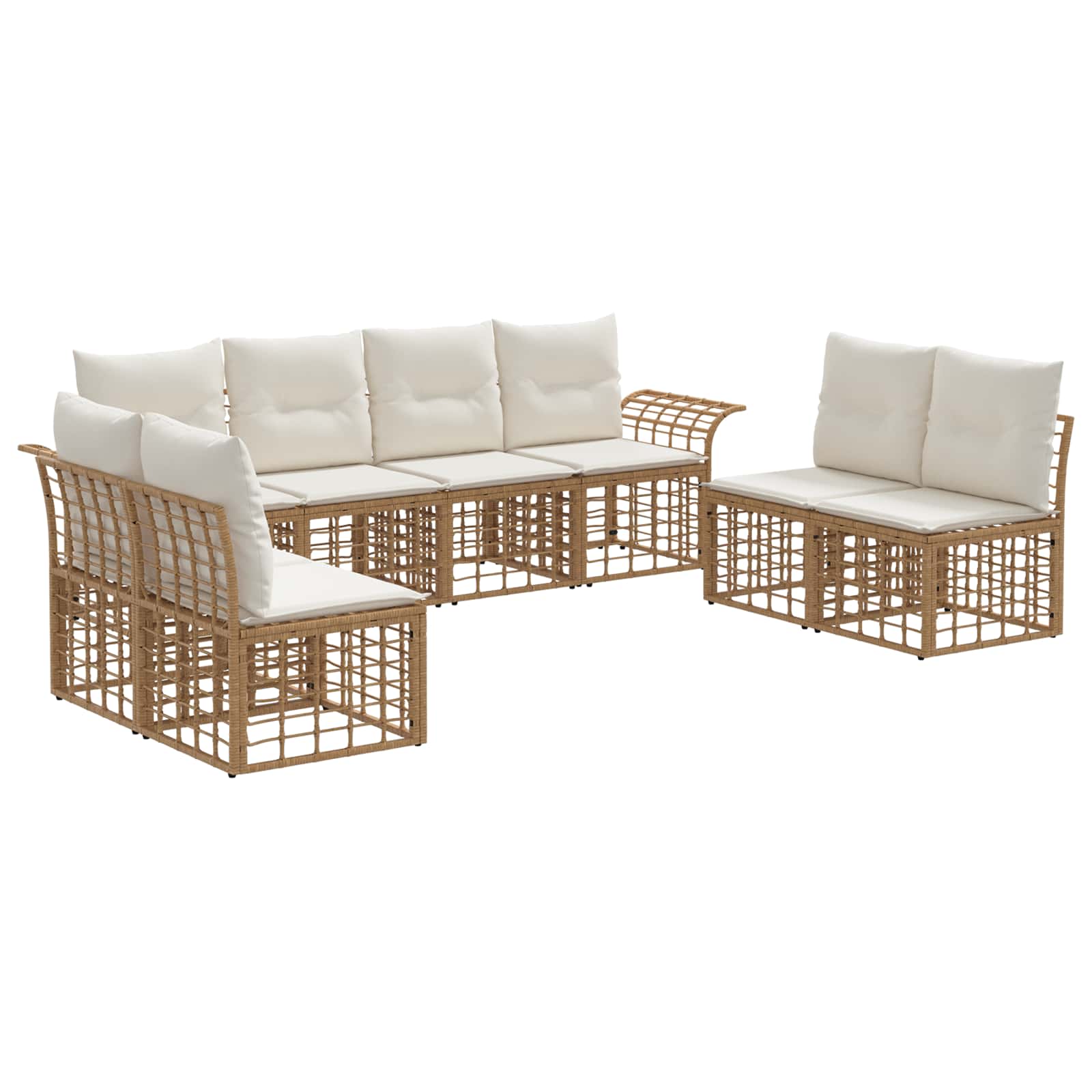 Set vanjskih sofa 8 pcs Prirodna i krema bijela Poliester