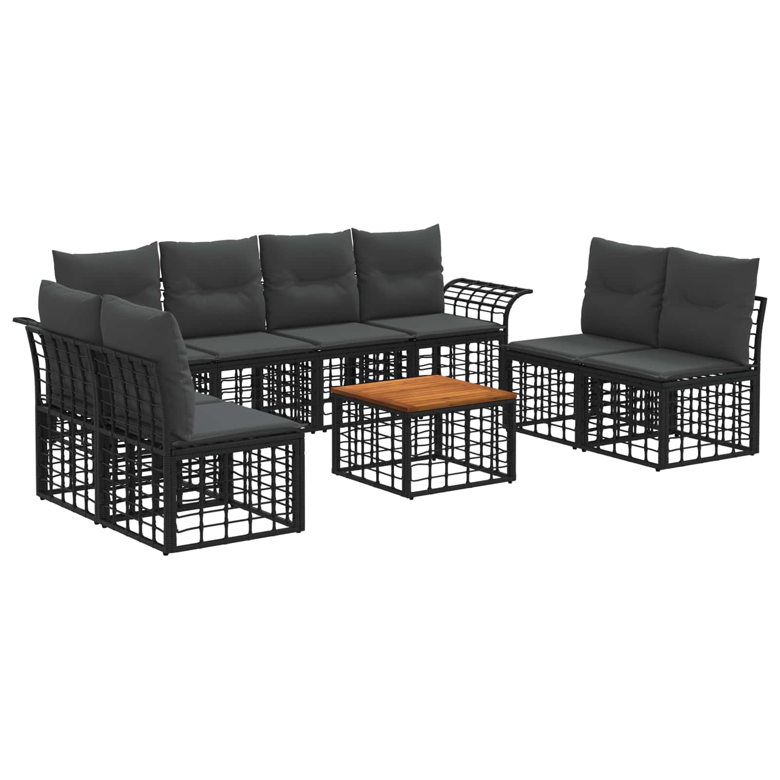 Set vanjskih sofa 9 pcs Crna i tamno siva Poliester