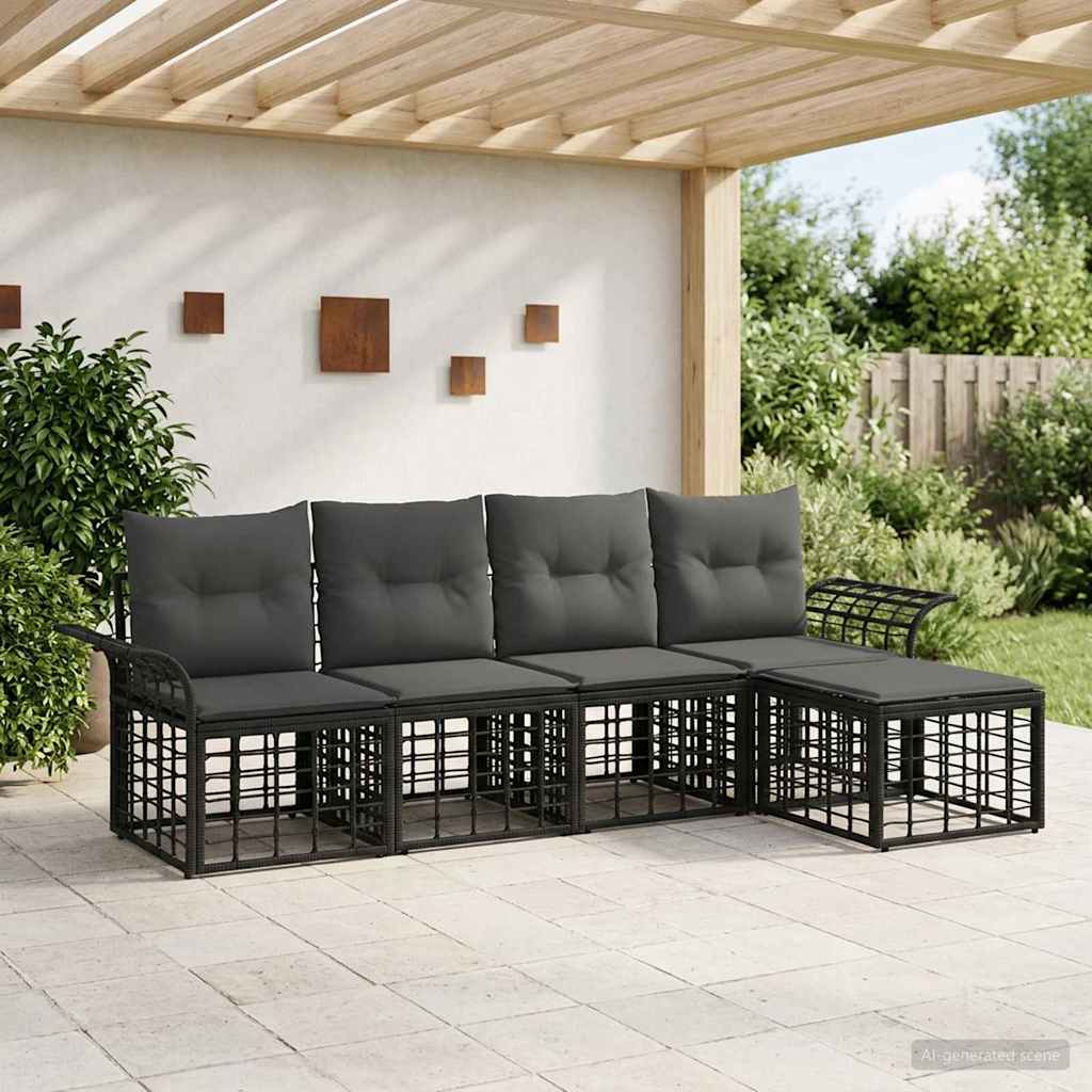 Set vanjskih sofa 5 pcs Crna i tamno siva Poliester
