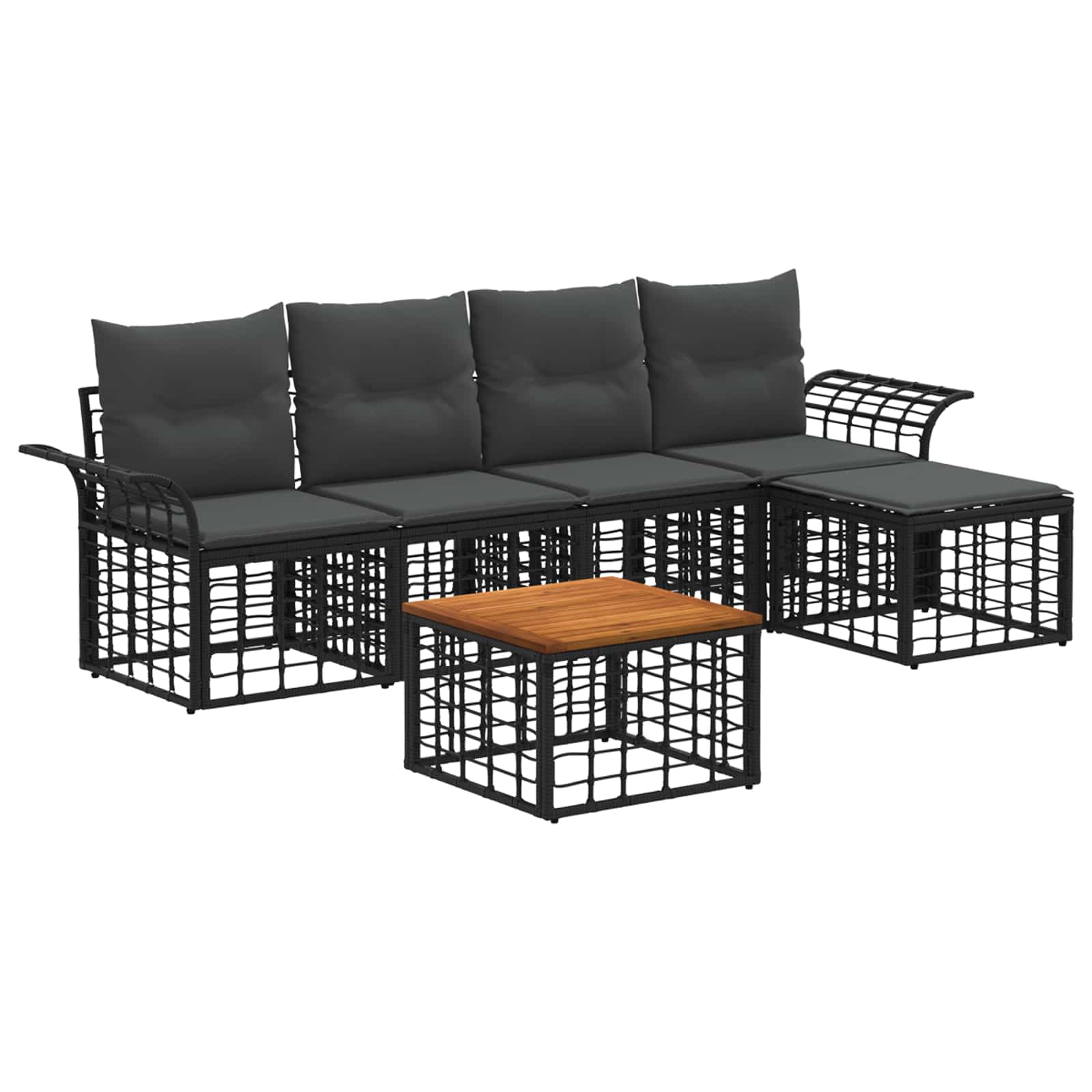 Set vanjskih sofa 6 pcs Crna i tamno siva Poliester