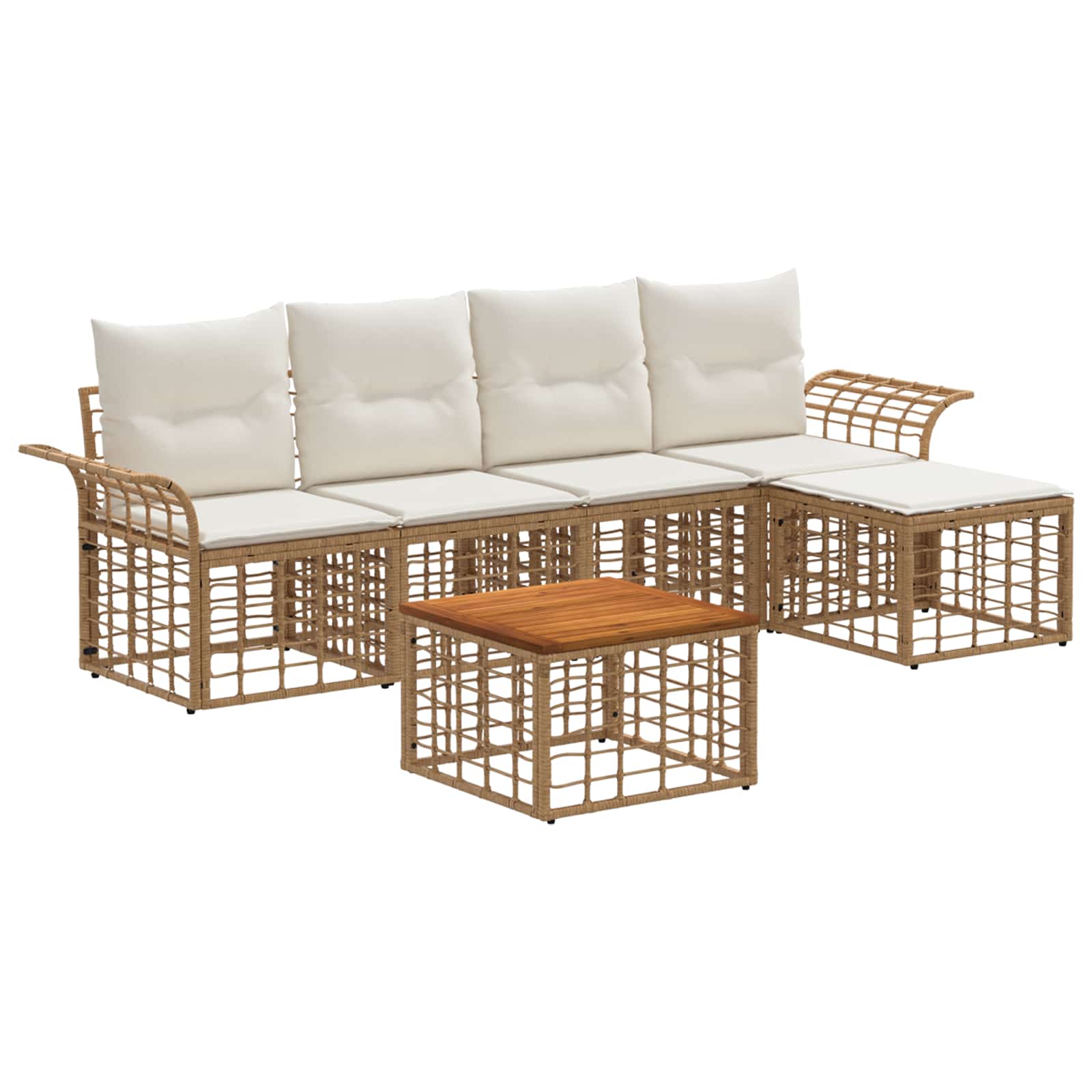 Set vanjskih sofa 6 pcs Prirodna i krema bijela Poliester